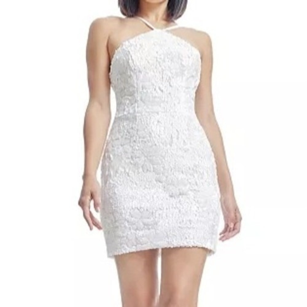 Dress the Population Victoria Halter White Sleeveless Short Dress Womens XXL NWT